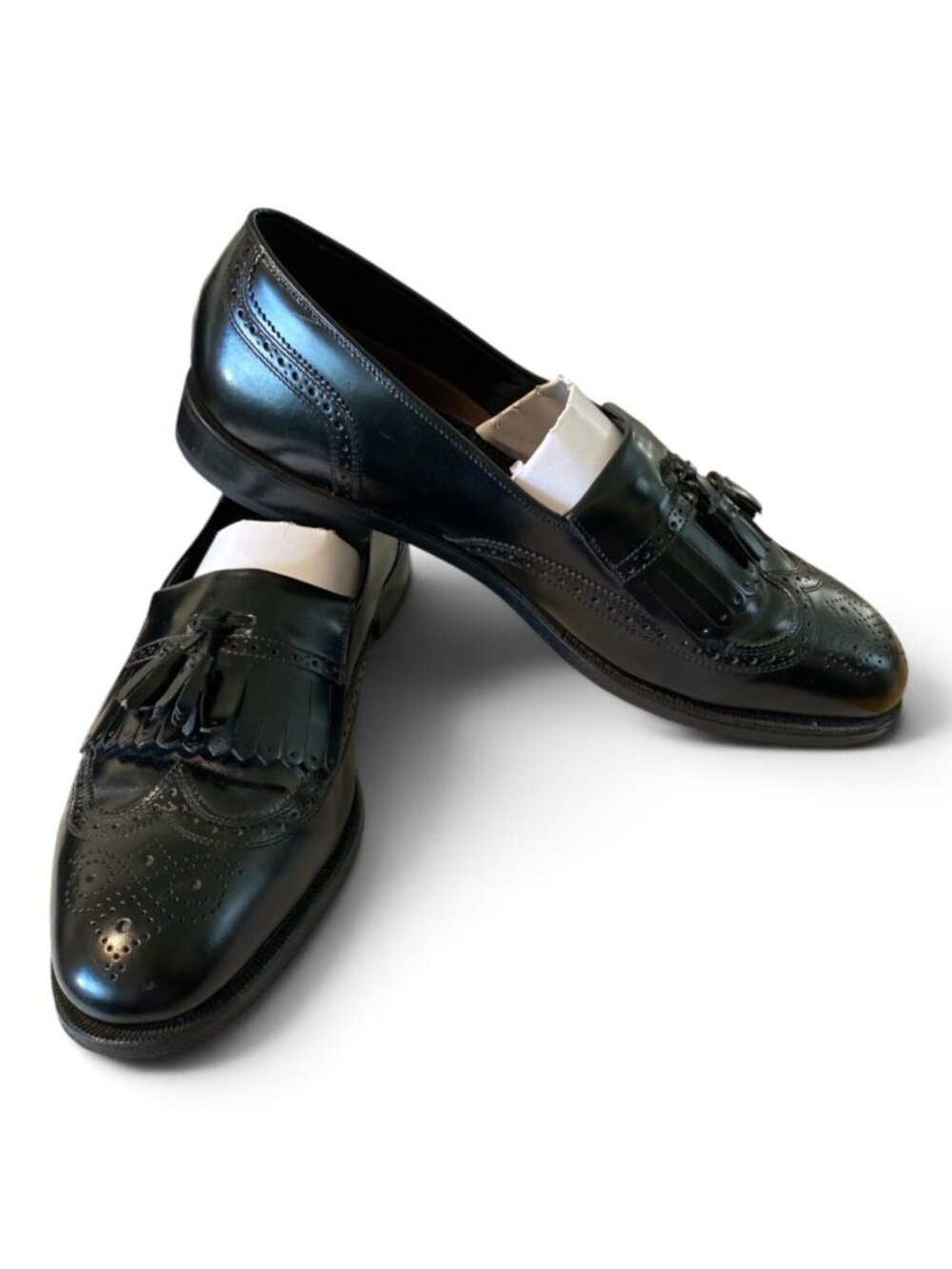 Florsheim Men’s Leather Lexingon Wingtip Tassel Slip On Dress Shoes Sz 11.5 Blk